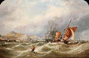 Ebenezer Colls A heavy swell off Dover Harbour, with a Channel packet coming in USA oil painting artist